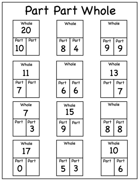 part part whole worksheets year 2